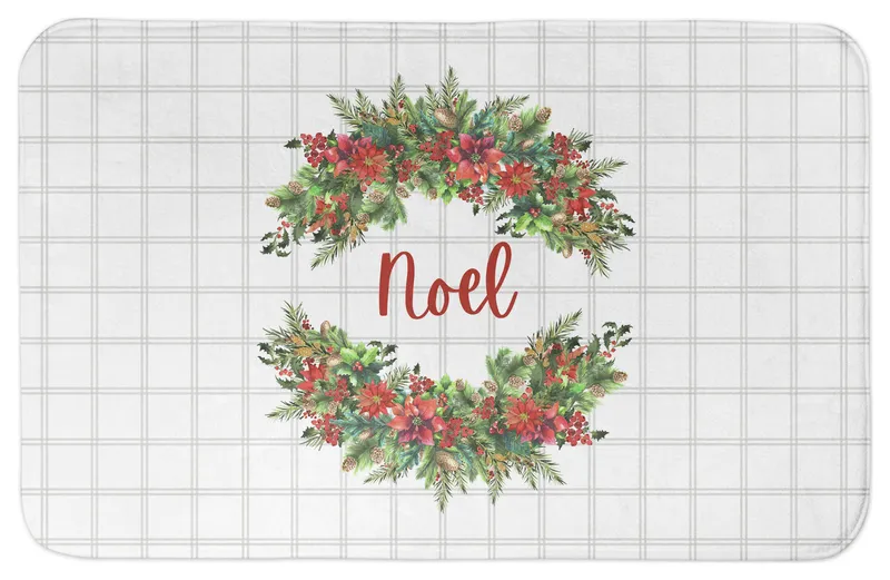 Noel Holly Wreath 21x34 Bath Mat
