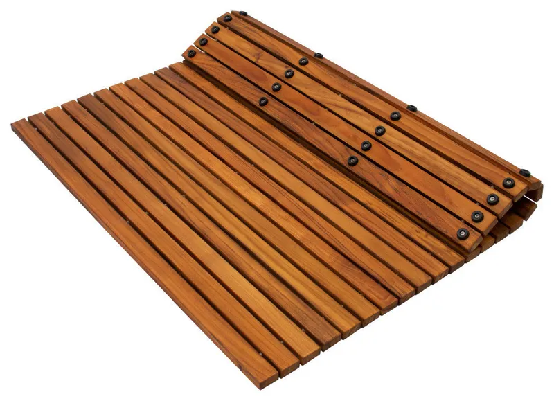 Nordic Style Oiled Teak String Mat With Rubber Footing 30″ x 30″