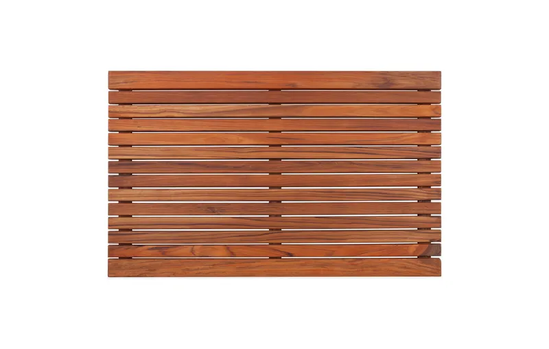Nordic Style Teak Shower and Bath Mat 31.4"x19.6", Wide End Slat