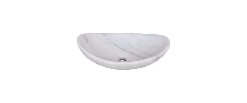 Novatto Carrara White Natural Stone Slipper Vessel Bathroom Sink