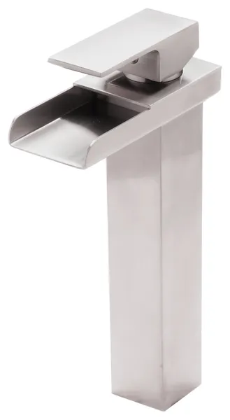 Novatto Crave Single Lever Waterfall Vessel Faucet, GF-135 series, Brushed Nickel