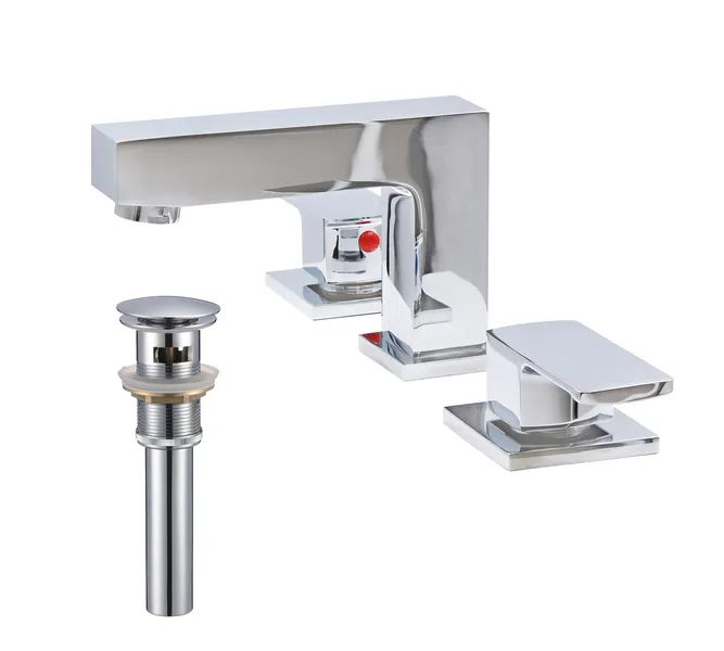 Novatto NBF-127-PUD Jax Widespread 2-Handle Bath Faucet & Drain Series, Chrome