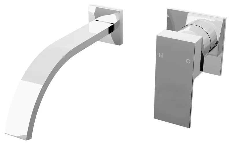 Novatto NBF-W01 Artz Single Handle Wall Mount Bathroom Faucet Series, Chrome