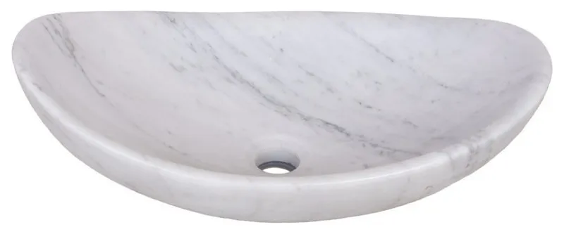 Novatto NOSV-CWS Carrera White Natural Stone Oval Bathroom Sink In White