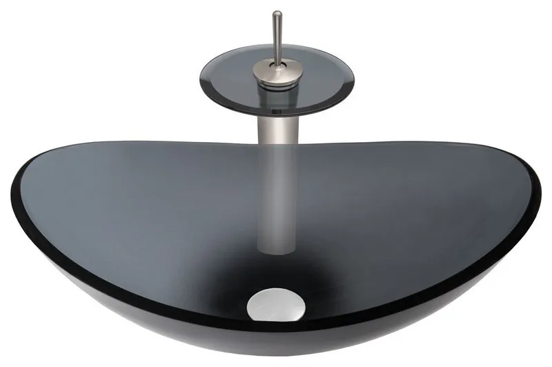 Novatto NSFC-324G001BNS BIGIO Glass Vessel Sink Set - Brushed Nickel