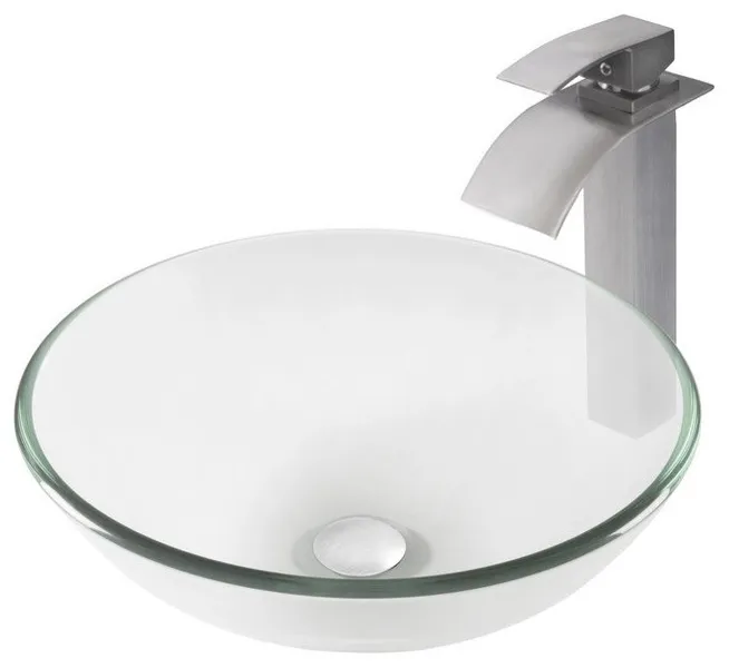 Novatto NSFC-8048136BN BONIFICARE Vessel Bathroom Sink Set - Brushed Nickel