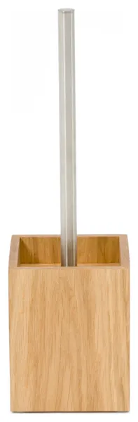 Oak Square Toilet Brush Holder Set | Wireworks Cosmos, Natural Oak