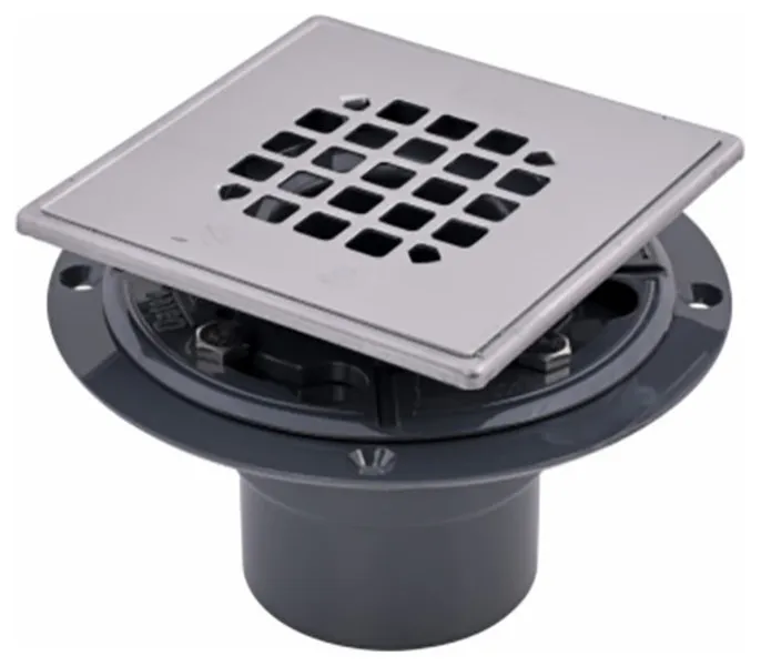 Oatey PVC Stainless Steel Low-Profile Shower Drain With Ring, Snap-in, Square