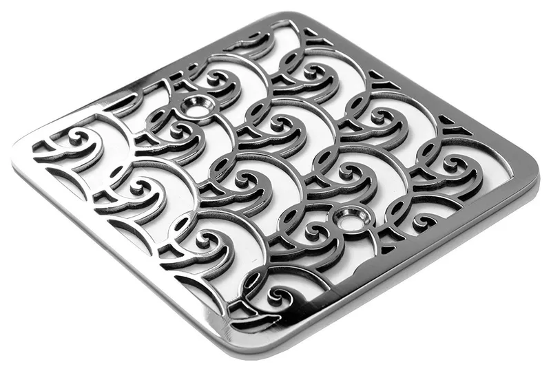 Oceanus Waves For Kohler K 9136 Shower Drains, Polished Stainless Steel