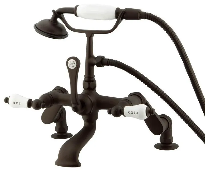 Oil Rubbed Bronze Deck Mount Clawfoot Tub Filler with Hand Shower CC653T5