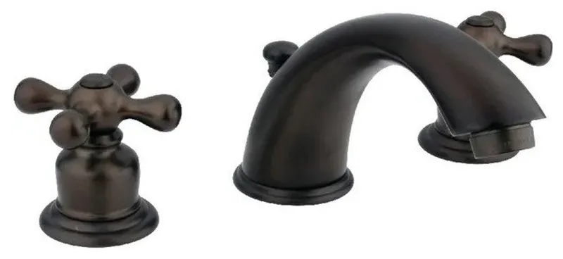 Oil Rubbed Bronze Widespread Bathroom Faucet, Cross Handles and Pop-Up Drain