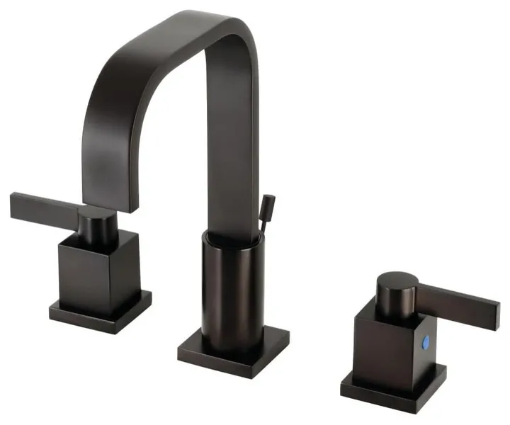 Oil Rubbed Bronze Widespread Faucet With Lever Handles and Drain