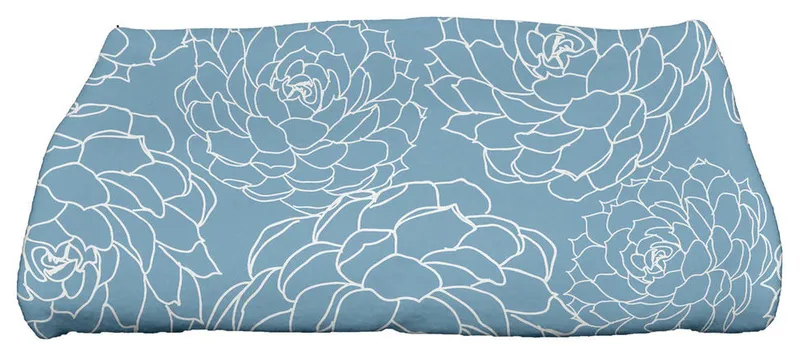 Olena, Floral Print Bath Towel, Blue