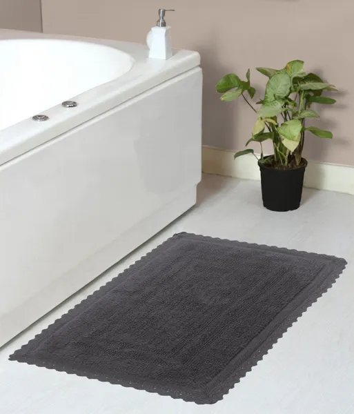 Opulent Reversible 100% Cotton Bath Rug Set, Mat Non Slip, 21x34 Rectangle, Gray