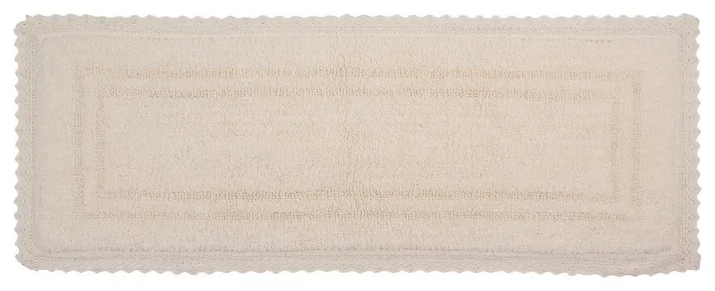 Opulent Reversible Bath Rug Set, Mat Non Slip, 21"x54" Runner, Ivory