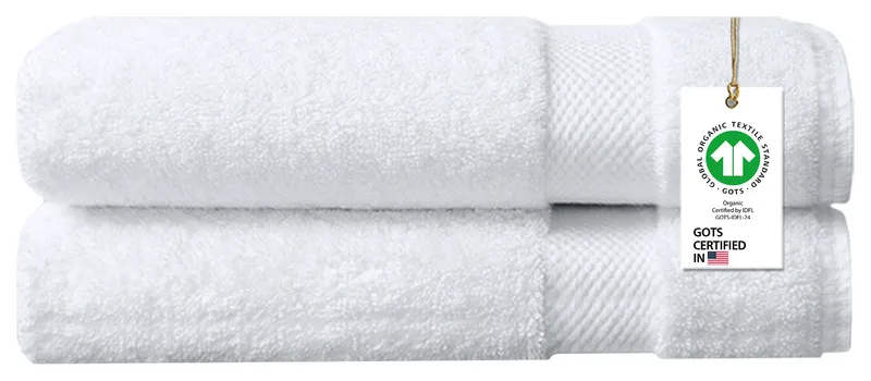 Organic Cotton 650 GSM Plush Feather Touch Quick Dry Bath Sheet, White, Pack of 2