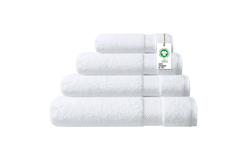 Organic Cotton Feather Touch Quick Dry Towel Set, 4-Piece Set, White