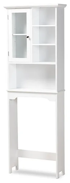 Osberg Modern Contemporary White Finish Wood Over-the-Toilet Storage Cabinet