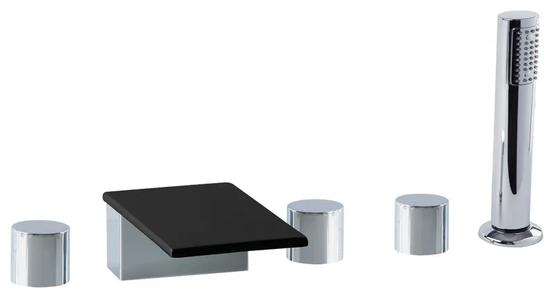 Otella 5-Hole Deck Mount Tub Filler, Chrome and Black
