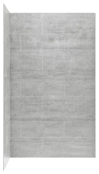 OVE Decors Misty 48x32" Solid Surface Corner Shower Wall, Gray Tiles