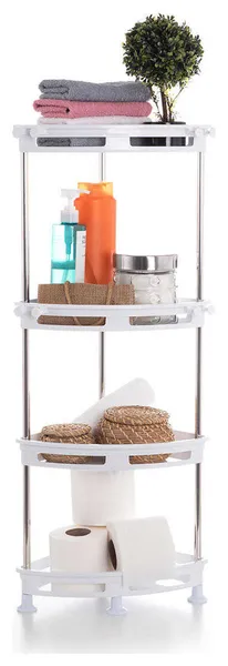 P. Nova 4-Tier Wall Mounted Corner Shower Cabinet for Bathroom & Kitchen (White)