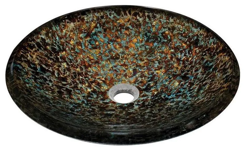 P436 Hand-Painted Foil Undertone Glass Vessel Sink