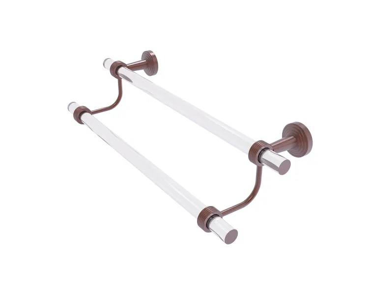 Pacific Beach 18" Double Towel Bar with Groovy Accents, Antique Copper