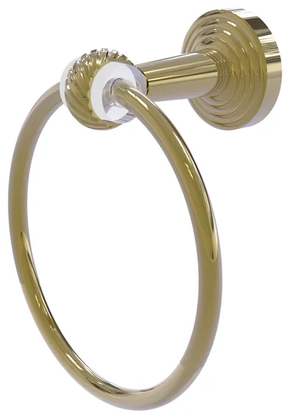 Pacific Beach Towel Ring with Twisted Accents, Unlacquered Brass