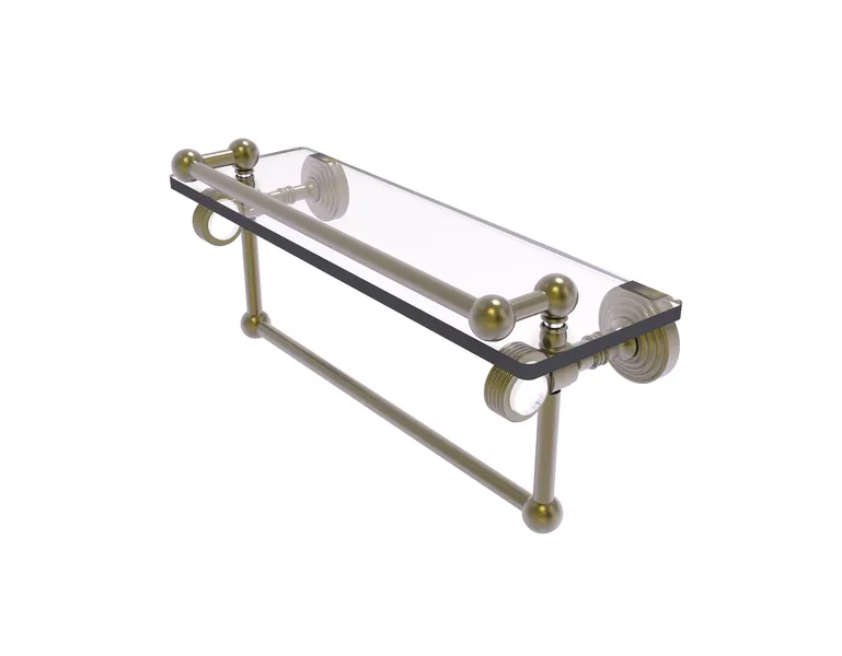 Pacific Grove 16"Gallery Glass Shelf With Towel Bar and Groovy Accents