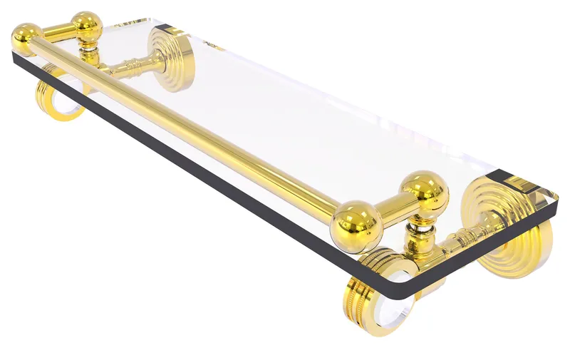 Pacific Grove 16" Glass Shelf with Dotted Accents, Polished Brass