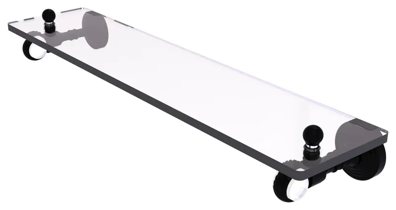 Pacific Grove 16" Glass Shelf with Twisted Accents, Matte Black