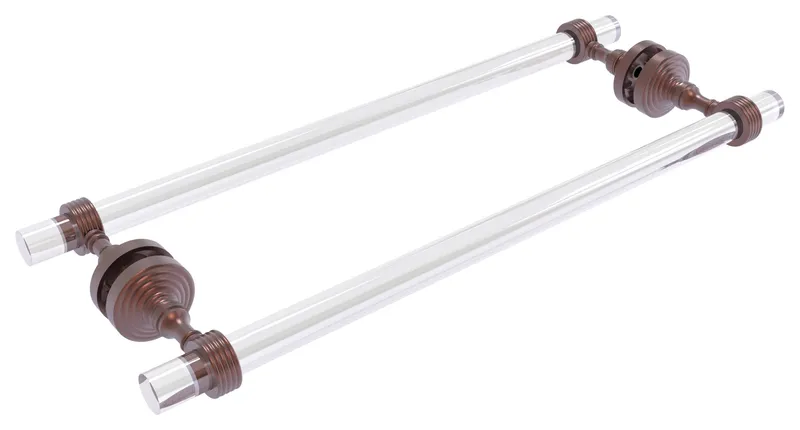 Pacific Grove 18" Groovy Back to Back Shower Door Towel Bar, Antique Copper