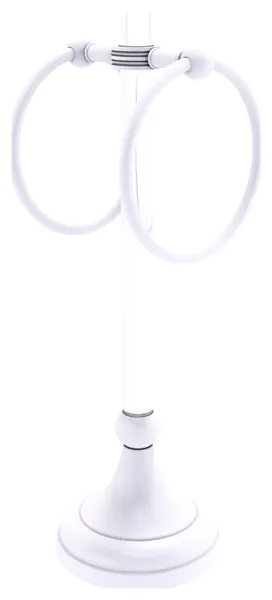Pacific Grove 2 Ring Vanity Towel Ring with Dotted Accents, Matte White
