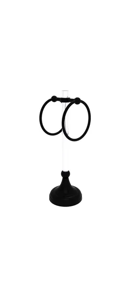 Pacific Grove 2 Ring Vanity Towel Ring with Groovy Accents, Matte Black
