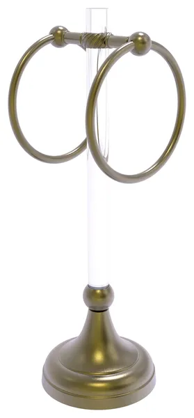 Pacific Grove 2 Ring Vanity Towel Ring with Twisted Accents, Antique Brass