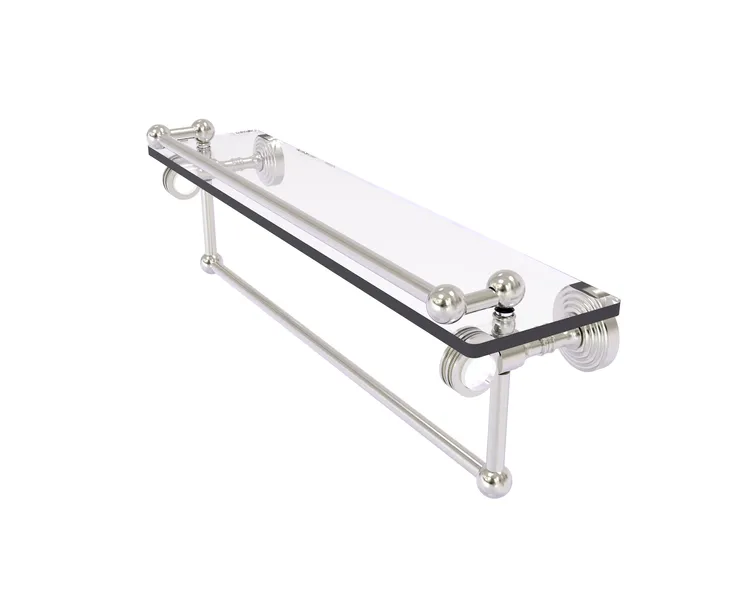 Pacific Grove 22" Dotted Glass Shelf and Towel Bar, Satin Nickel