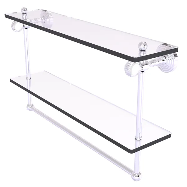 Pacific Grove 22" Double Twisted Glass Shelf with Towel Bar, Polished Chrome