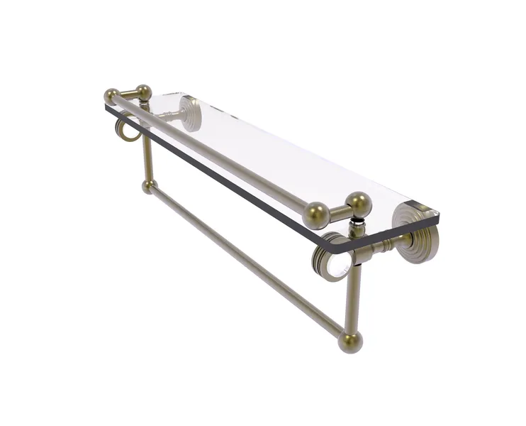 Pacific Grove 22"Gallery Glass Shelf With Towel Bar and Dotted Accents