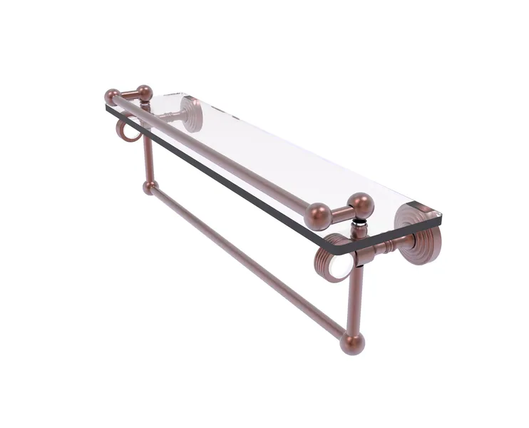 Pacific Grove 22"Gallery Glass Shelf With Towel Bar and Groovy Accents