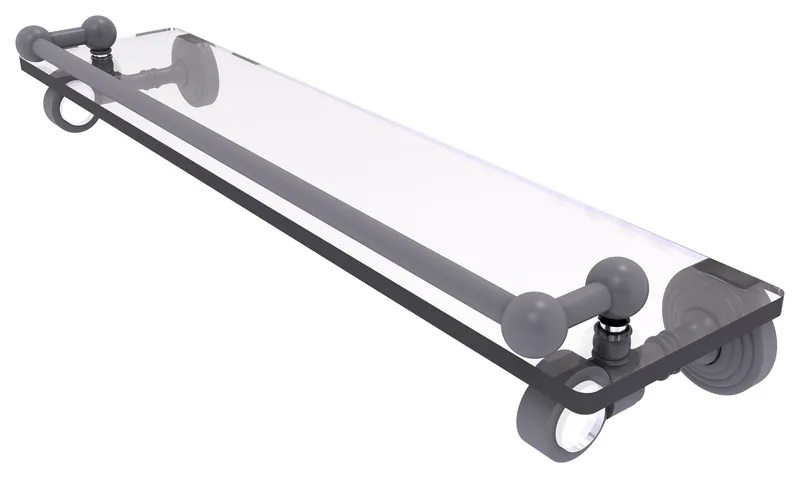 Pacific Grove 22" Glass Shelf with Gallery Rail, Matte Gray