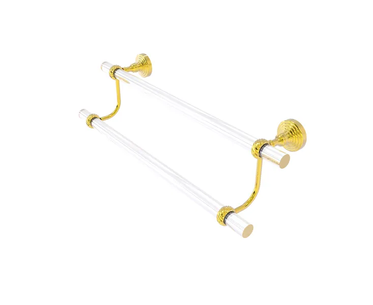 Pacific Grove 24" Double Towel Bar with Twisted Accents, Polished Brass