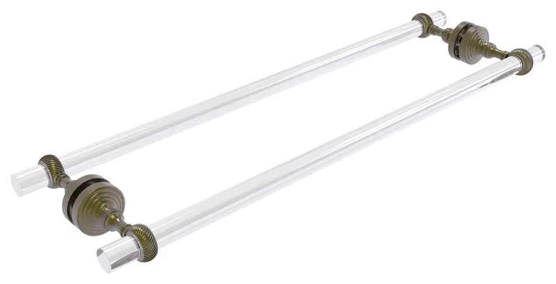 Pacific Grove 24" Twisted Back to Back Shower Door Towel Bar, Antique Brass