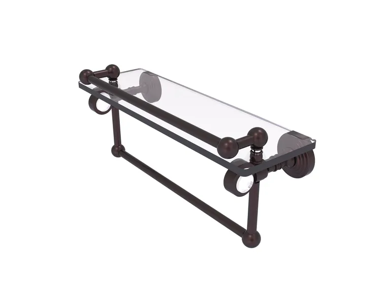 Pacific Grove Collection 16"Glass Shelf With Gallery Rail and Towel Bar