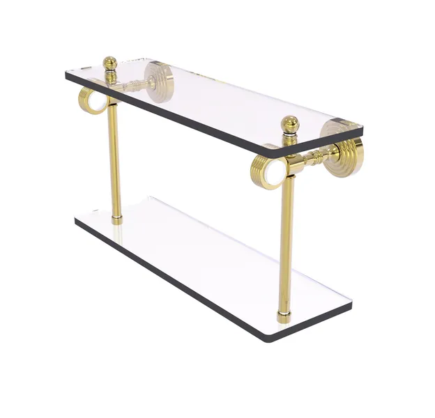 Pacific Grove Collection 16"Two Tiered Glass Shelf With Groovy Accents