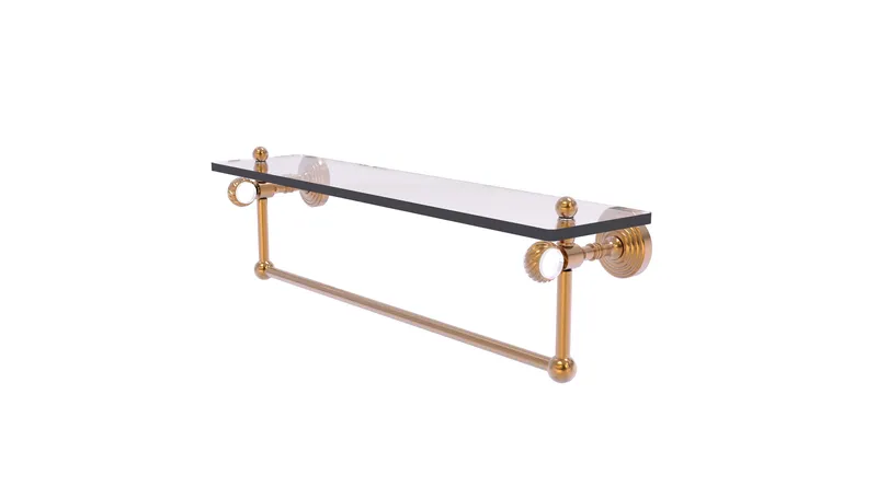 Pacific Grove Collection 22"Glass Shelf With Towel Bar and Twisted Accents