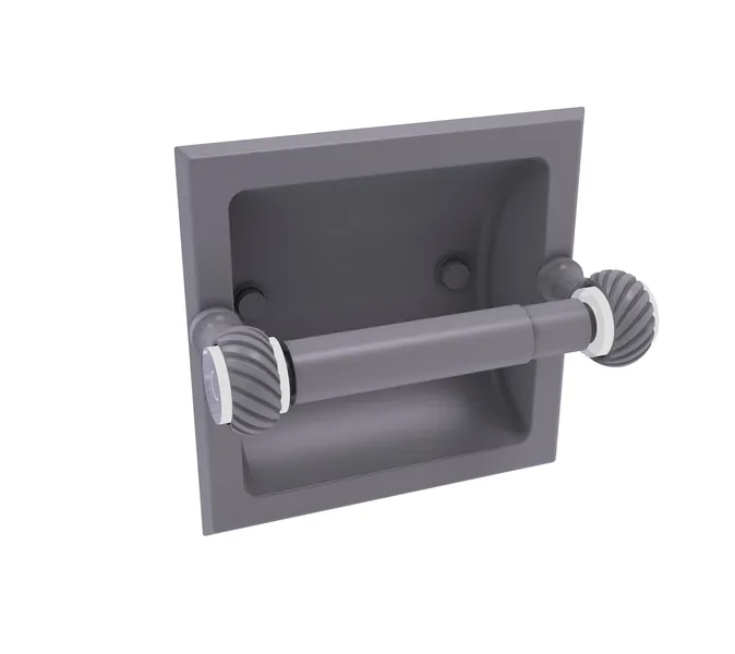 Pacific Grove Recessed Toilet Paper Holder with Twist Accent, Matte Gray