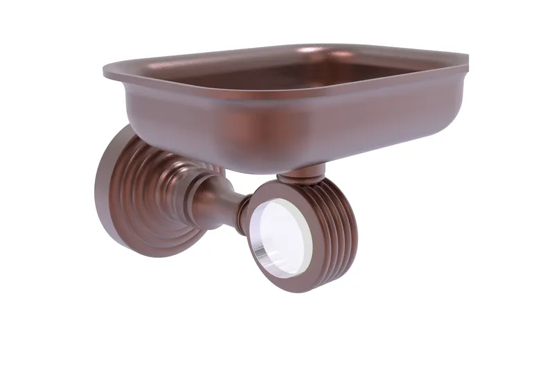 Pacific Grove Wall-Mount Soap Dish Holder with Groovy Accents, Antique Copper
