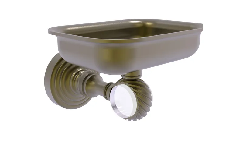 Pacific Grove Wall-Mount Soap Dish Holder with Twist Accents, Antique Brass
