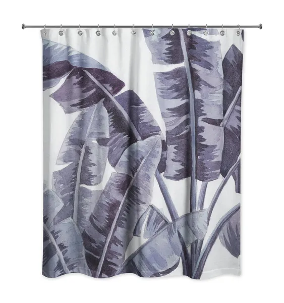 Painted Tropical Leaves 4 71x74 Shower Curtain