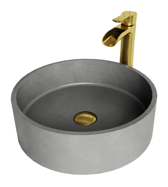 Palermo 15"L x 15"W Concrete Vessel Sink and Niko 11"H Faucet Set